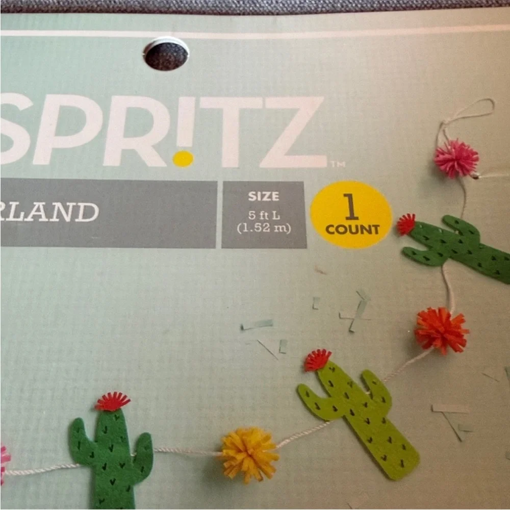Spritz Felt Cactus Garland with Pom Poms